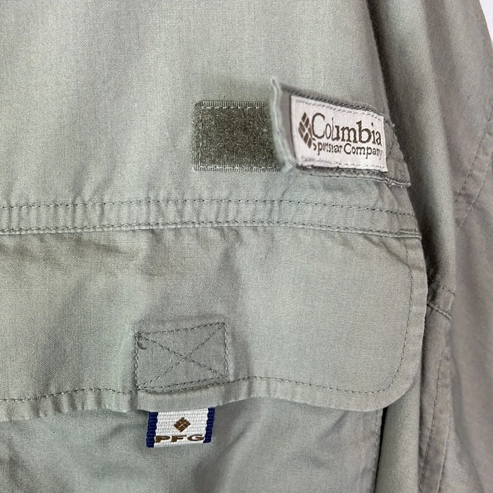 Columbia PFG Fishing Shirt Men's Sie XXL Khaki Tan Tackle Pockets Vented Back - Picture 9 of 14